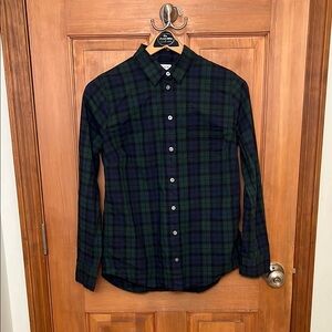 J. Crew Green and Blue Plaid Casual Button Down Shirt